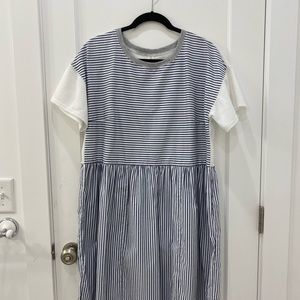 Anthropologie short sleeve dress with stripe pattern